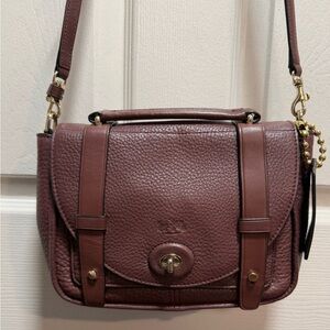 COACH Bleecker Boudreaux Pebbled Leather Mini Brooklyn Messenger Bag